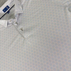 Stitch Golf Mens Polo Shirt White Geometric Print Performance Size M/L
